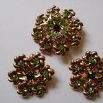 green rhinestone earrings a..