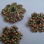 green rhinestone earrings a..