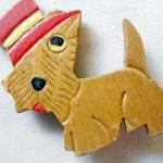 vintage wooden scotty pin