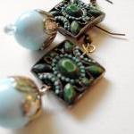 pale aqua earrings with Art..