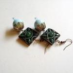pale aqua earrings with Art..