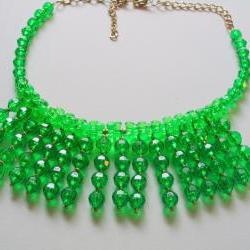green sparkle bib necklace