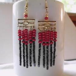 red and black tribal earrings